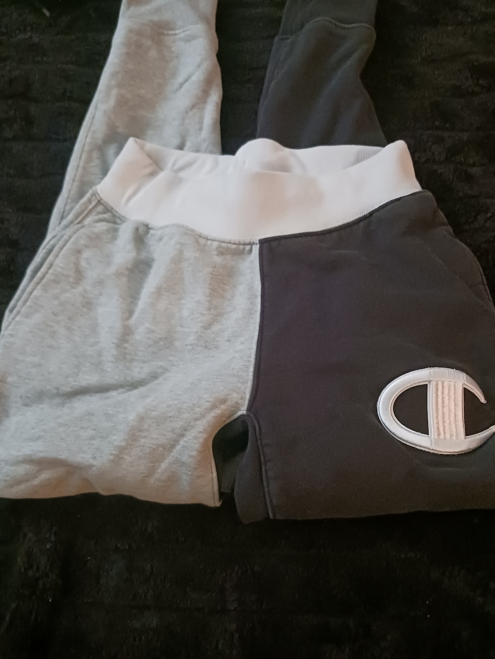 Champion Two-Tone Jogger Pants - Gray, Navy & White